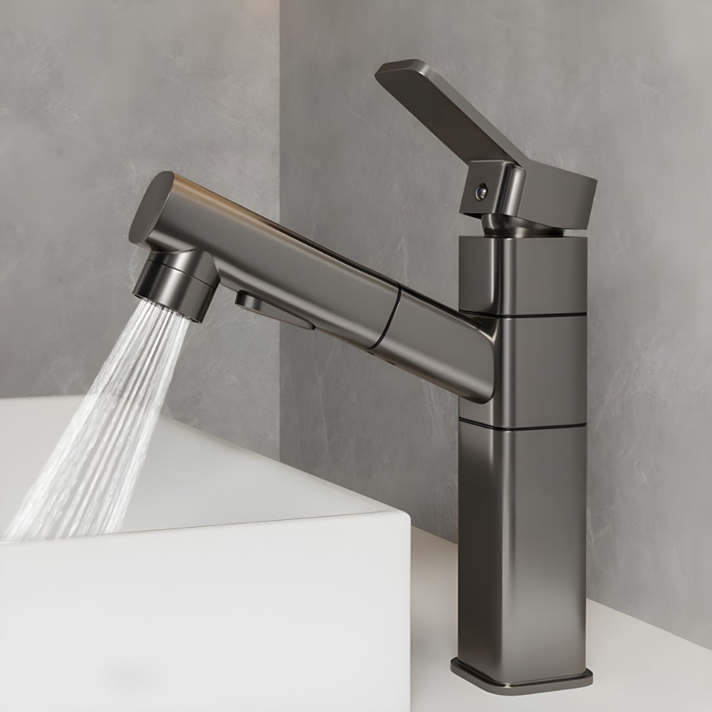 Oksvalah | Modern Geometric Column Profile Bathroom Sink Tap