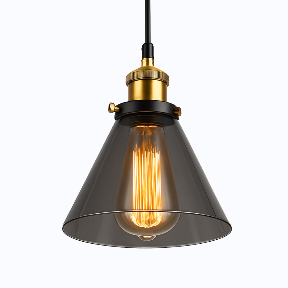 Velryth | Vintage Smoked Glass Pendant Light With Curved Silhouette