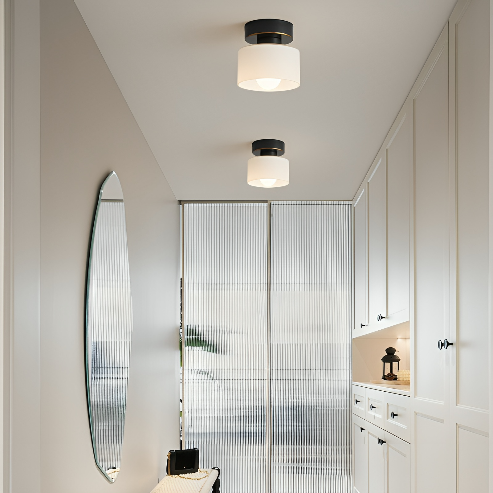 Aurel | Modern Bauhaus Cylindrical Glass Flush Mount Ceiling Light