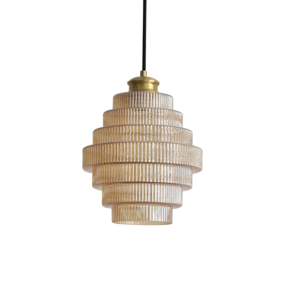 Auris | Antique Layered Ribbed Glass Pendant Light