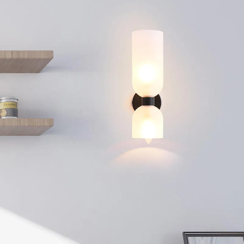 Vaelora | Cylindrical Fluted Glass Vertical Column Wall Light