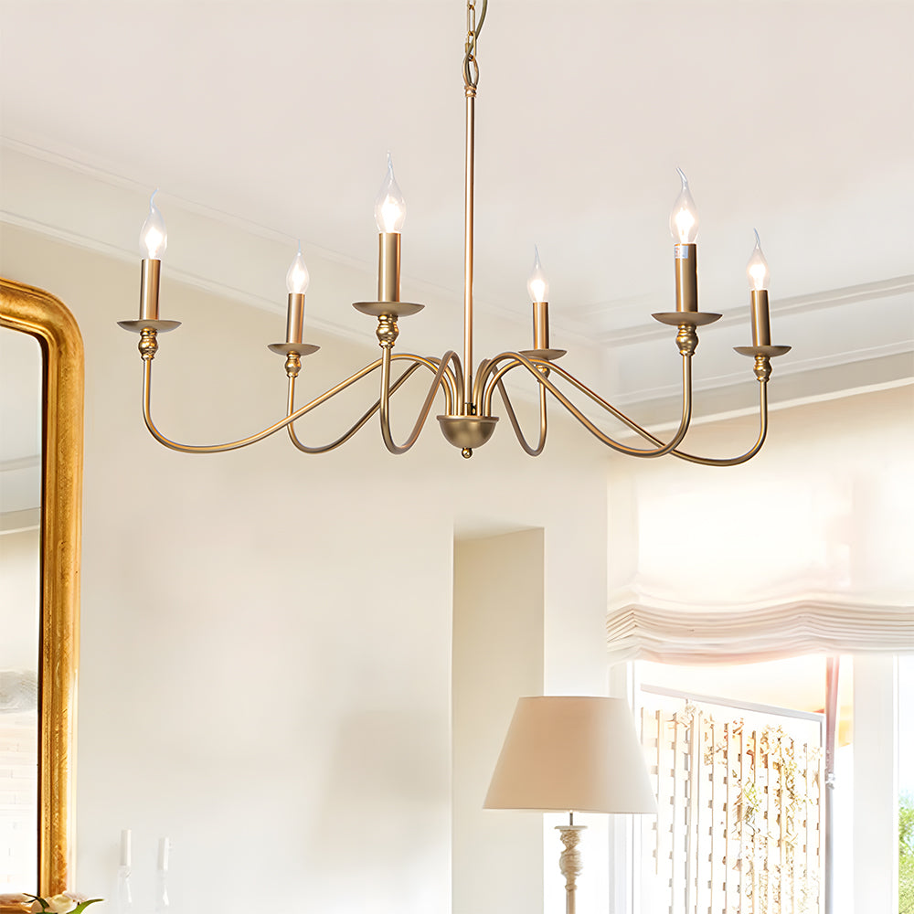 Virona | Contemporary Black Candle Style Curved Arm Chandelier