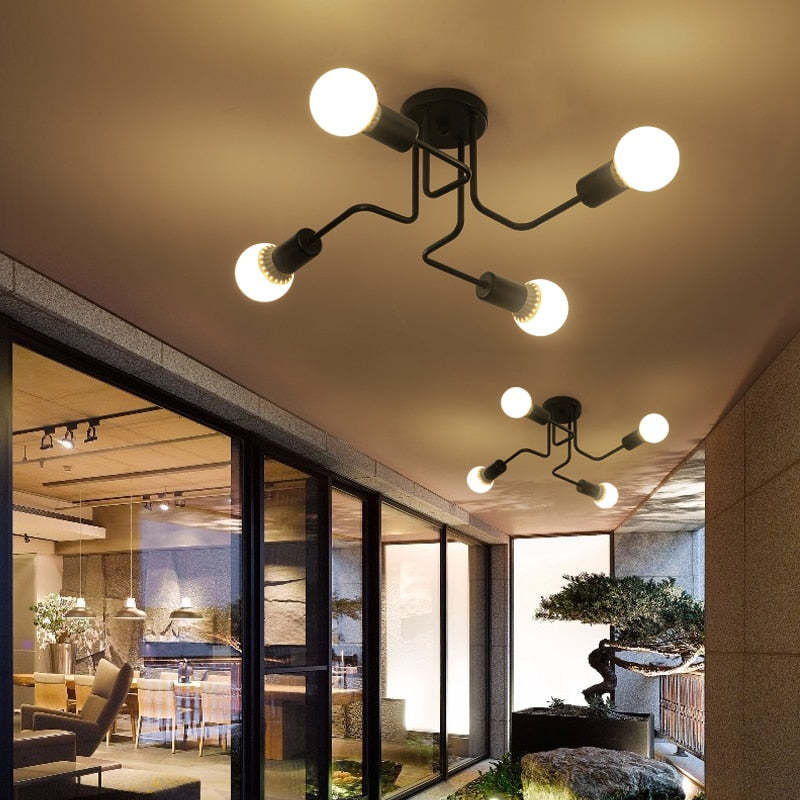 Vorora | Minimalist Industrial Black Multi Arm Ceiling Light