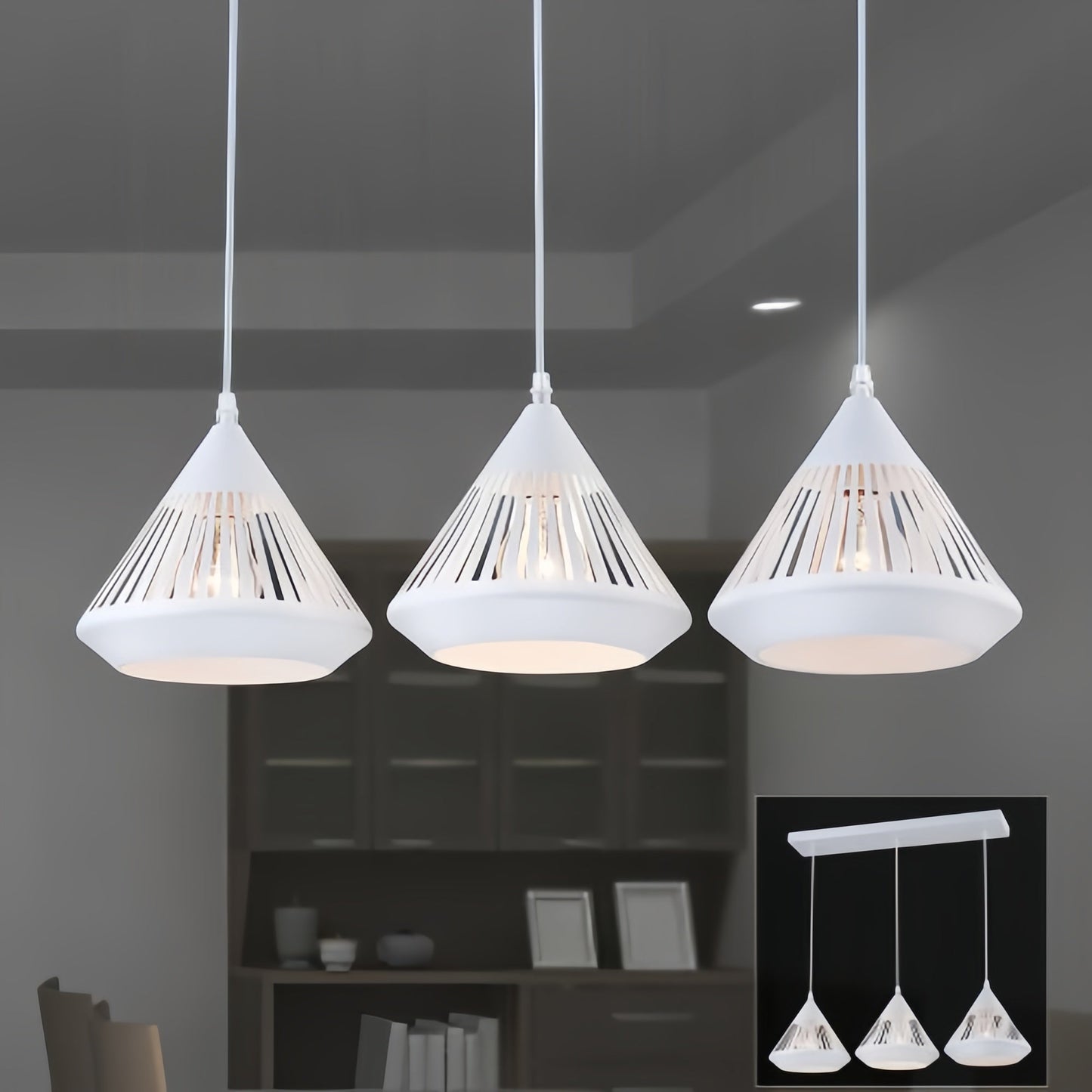 Nyvold | Minimalist Conical Ribbed Glass Metal Pendant Light