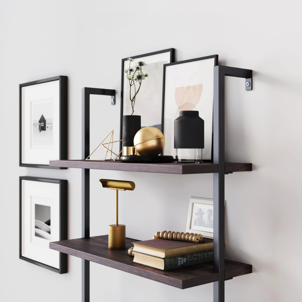 Aeris | Wall Mounted Ladder Bookshelf With 6 Shelves