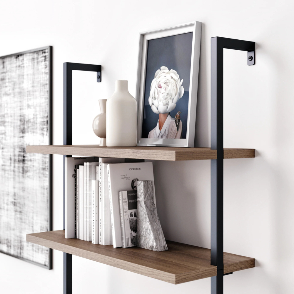 Aeris | Wall Mounted Ladder Bookshelf With 6 Shelves