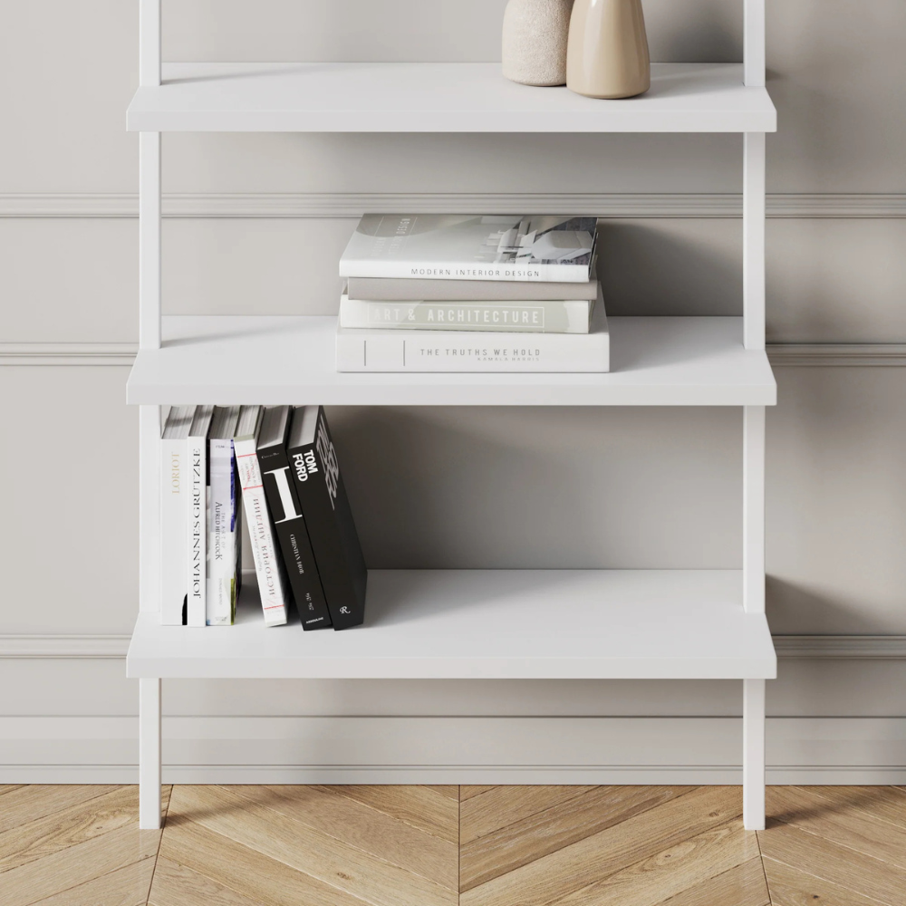 Aeris | Wall Mounted Ladder Bookshelf With 6 Shelves