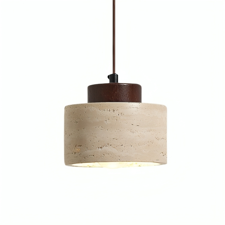Lithos | Minimalist Cylinder Travertine Stone Pendant Light