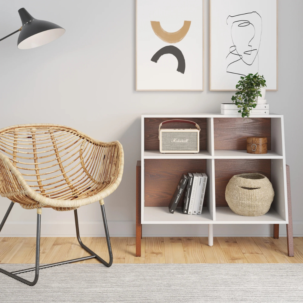 Lyra | Modern Open Cubby Four Compartment Storage Cabinet