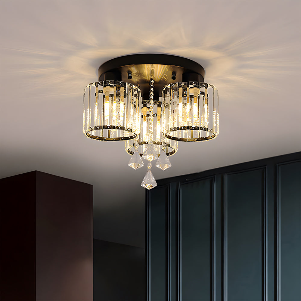 Vespera | Contemporary Multi-Head Crystal Prism Flush Mount Ceiling Light