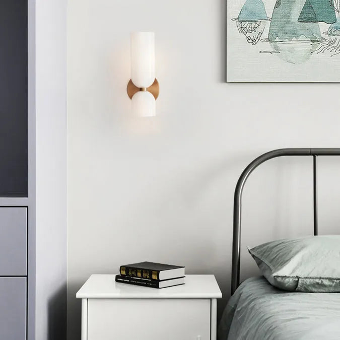 Vaelora | Cylindrical Fluted Glass Vertical Column Wall Light