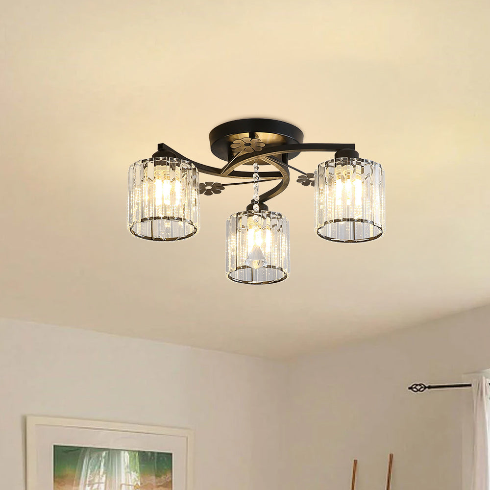 Celestia | Luxury Crystal Cylinder Semi Flush Ceiling Light
