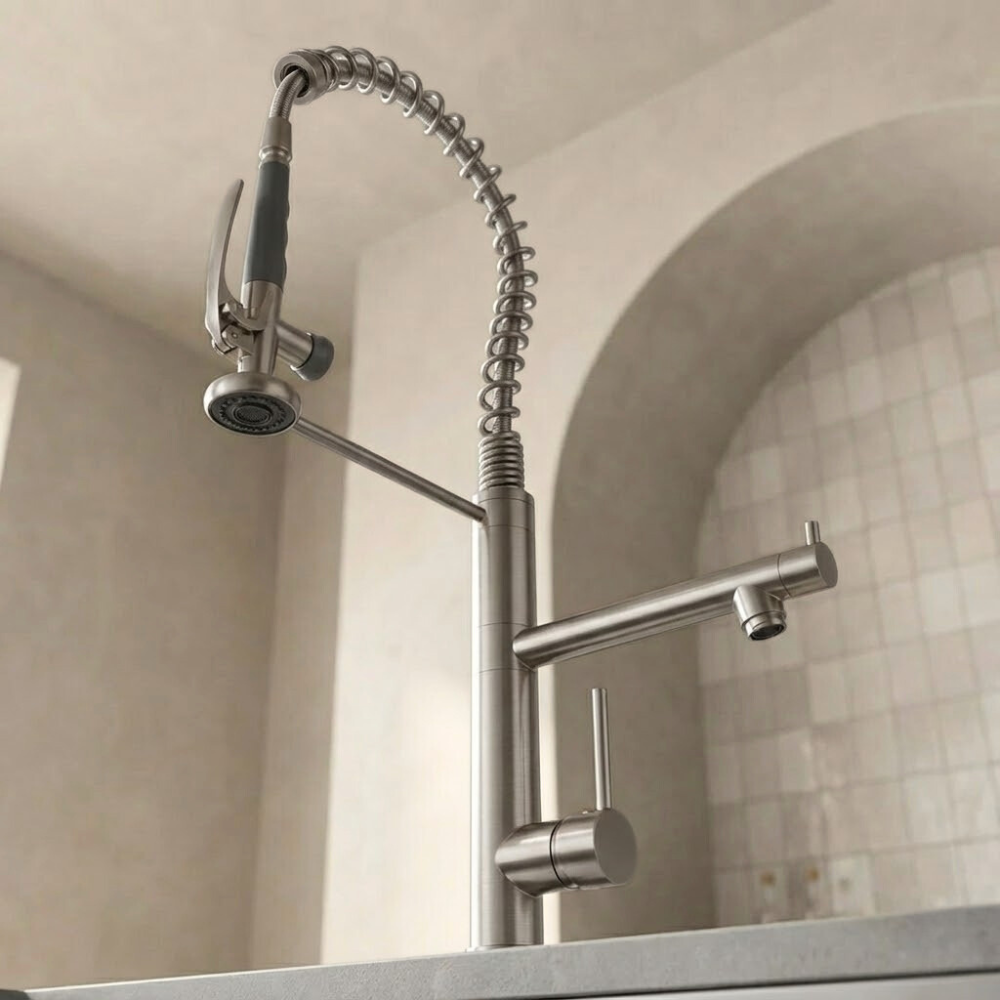 Vantage | Dual Handle Kitchen Tap with Retractable Pull Down Sprayer