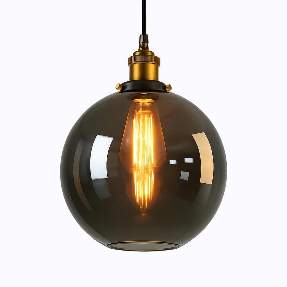 Velryth | Vintage Smoked Glass Pendant Light With Curved Silhouette
