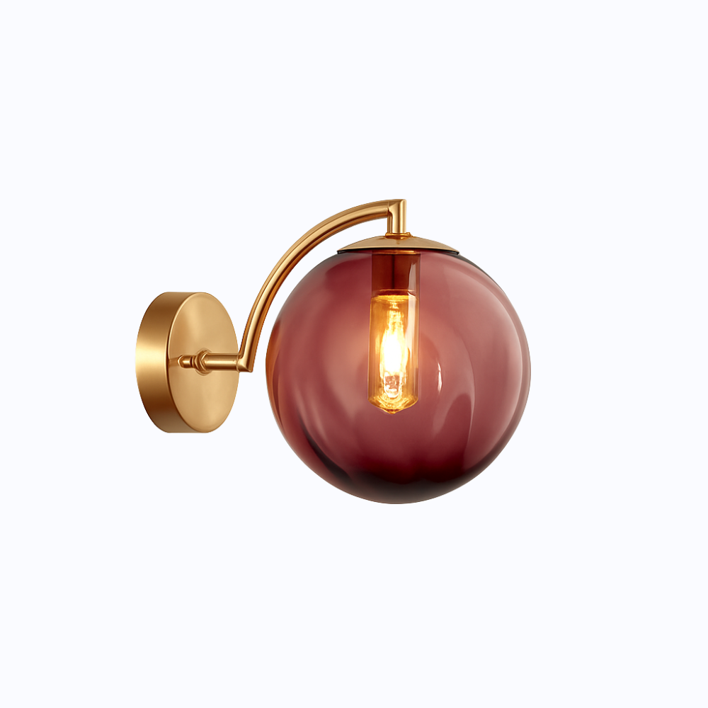 Zenvori | Modern Smoked Glass Globe Brass Wall Light Fixture