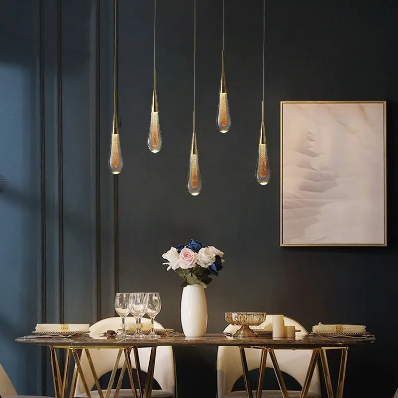 Voraele | Elegant Faceted Crystal Teardrop Pendant Light