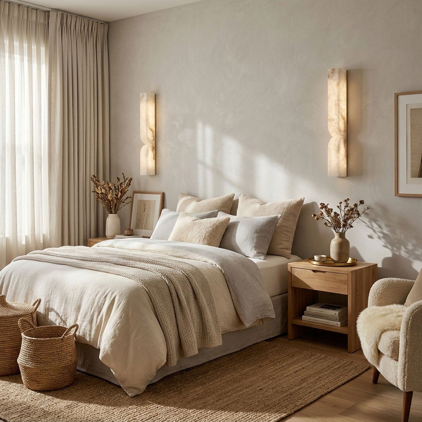 Marbrisso | Minimalist Carved Alabaster Stone Wall Light