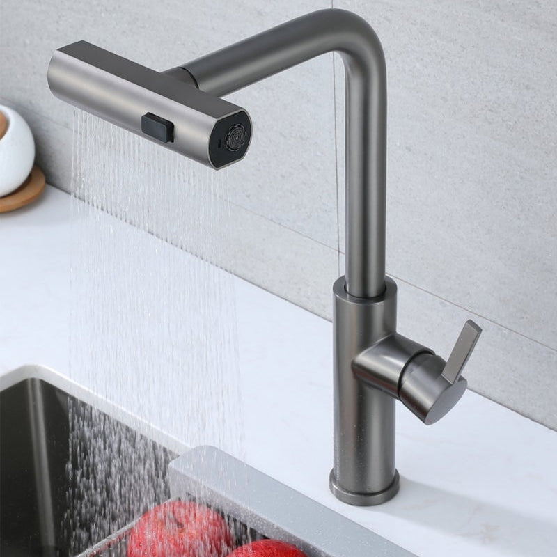 Kalsvane | Nordic L-Shaped Retractable Spout Kitchen Sink Mixer Tap