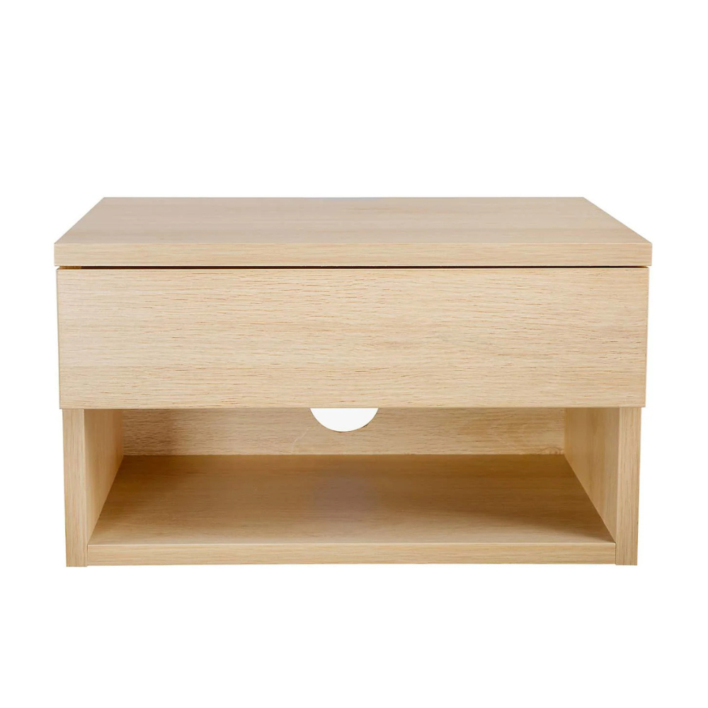 Orio | Wall Mounted Floating Nightstand With Storage Drawer and Open Cubby