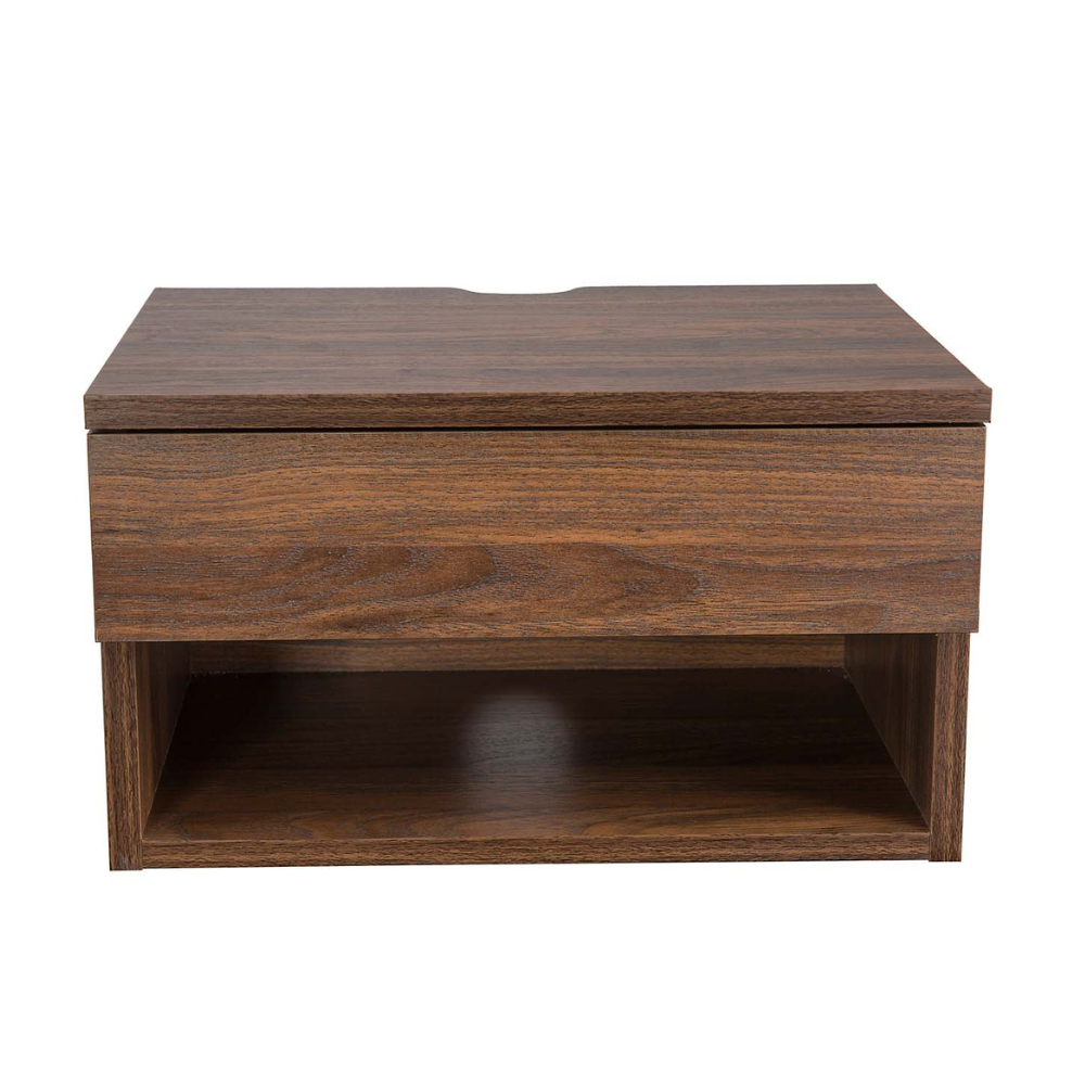 Orio | Wall Mounted Floating Nightstand With Storage Drawer and Open Cubby