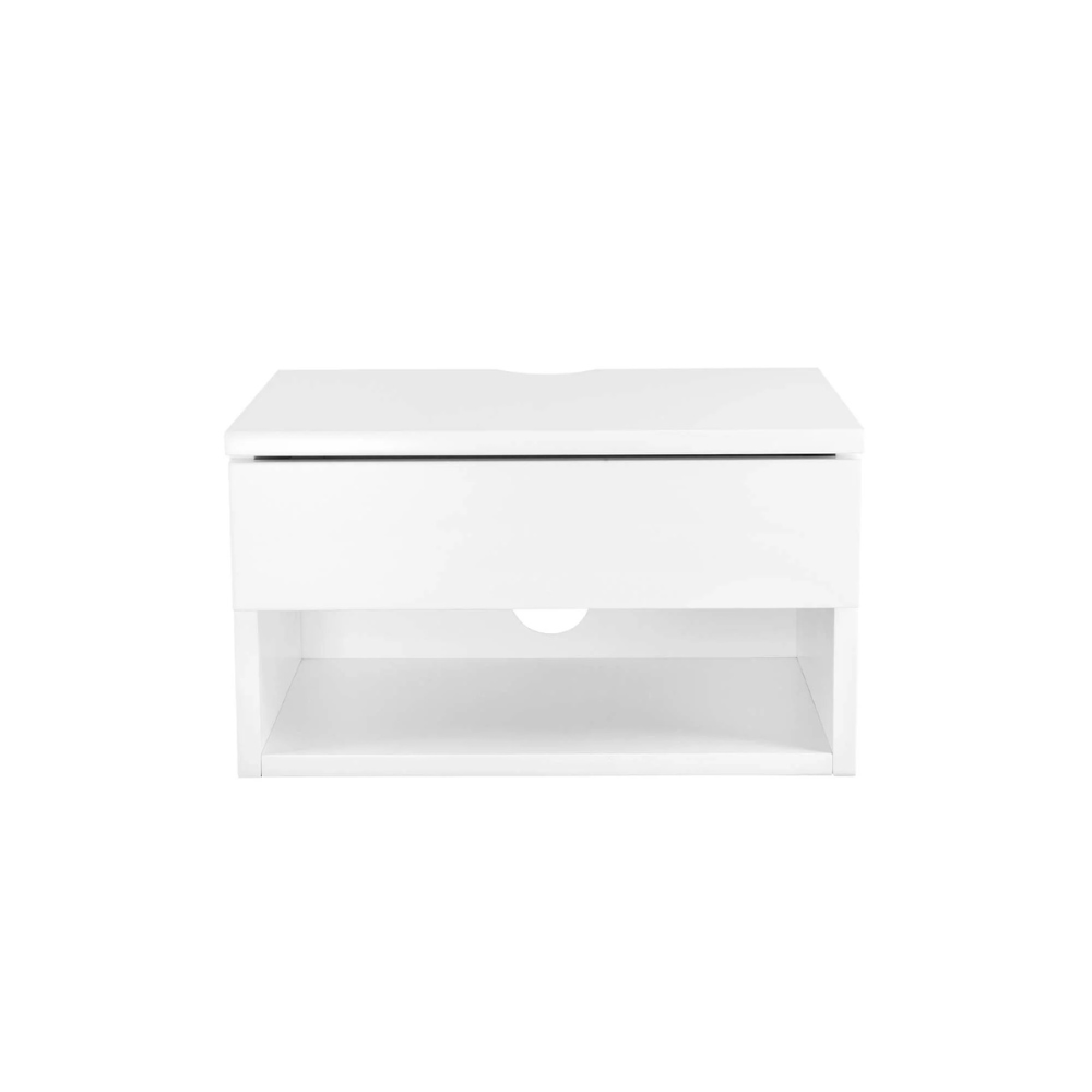Orio | Wall Mounted Floating Nightstand With Storage Drawer and Open Cubby