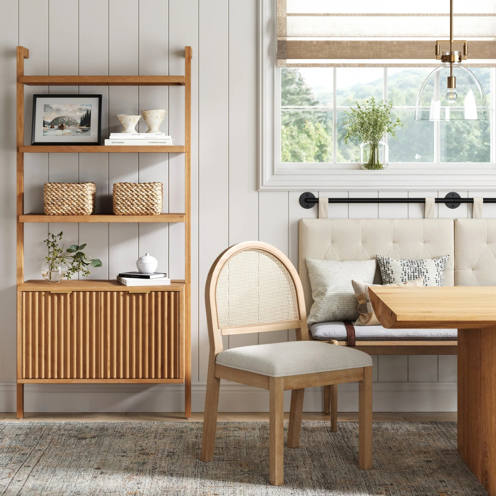 Viste | Solid Wood Display Bookshelf And Double Door Storage Cabinet