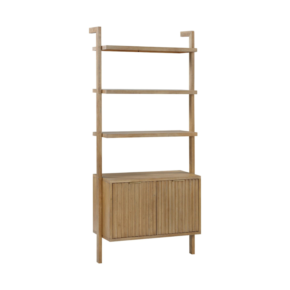 Viste | Solid Wood Display Bookshelf And Double Door Storage Cabinet