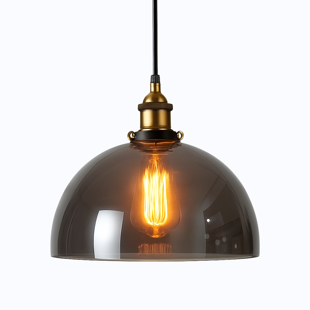 Velryth | Vintage Smoked Glass Pendant Light With Curved Silhouette