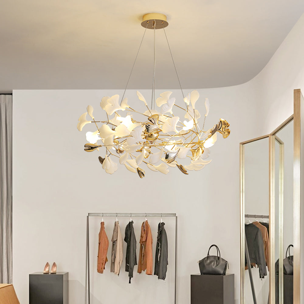 Aelora | Leaf Silhouette Ceramic Petal Modern Chandelier