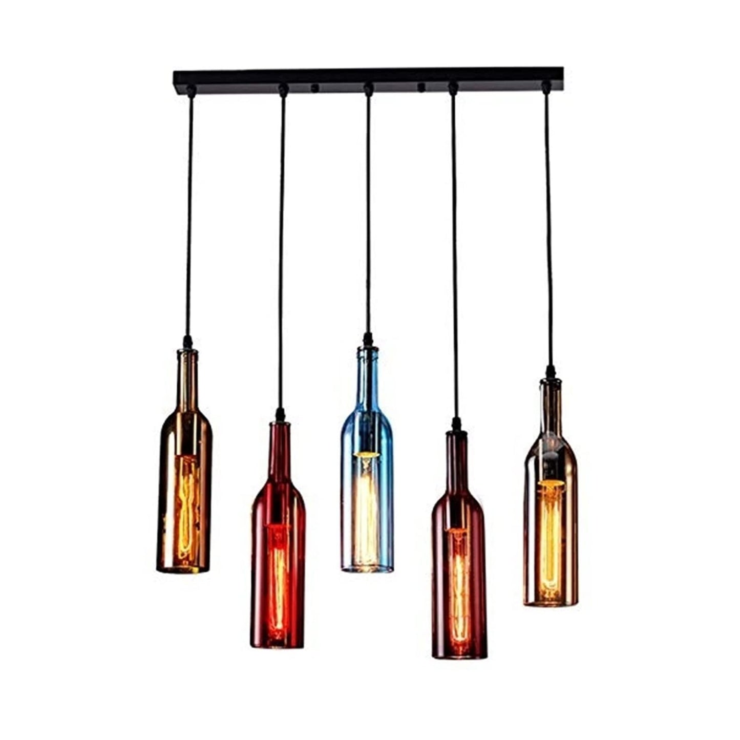 Vireloft | Sculpted Wine Bottle Glass Art Deco Pendant Light