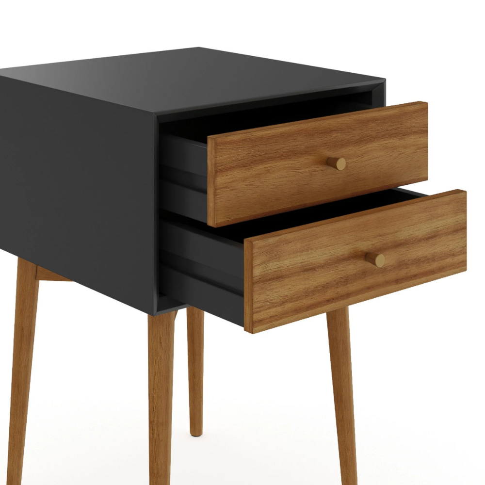 Alder | Mid Century Modern Acacia Wood Nightstand And End Table