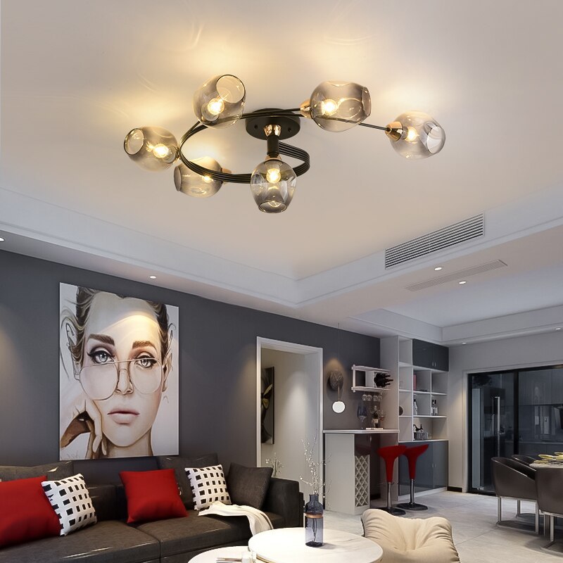 Kenzad | Modern Tornado Wave Glass Globe Flush Mount Ceiling Light