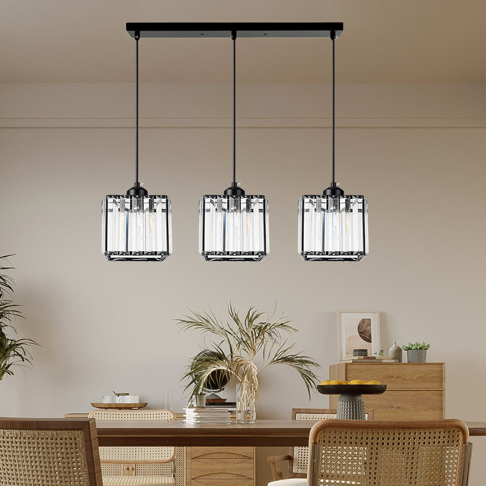 Cubica | Contemporary Multi-Light Metal And Crystal Prism Pendant Light