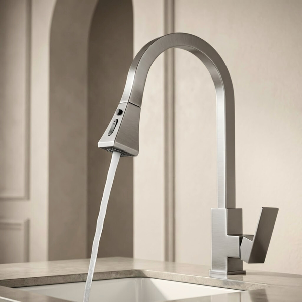 Vector | Modern Kitchen Tap With Pull Down Sprayer And Swivel Spout