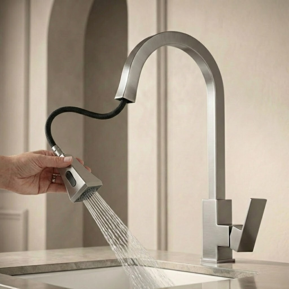 Vector | Modern Kitchen Tap With Pull Down Sprayer And Swivel Spout