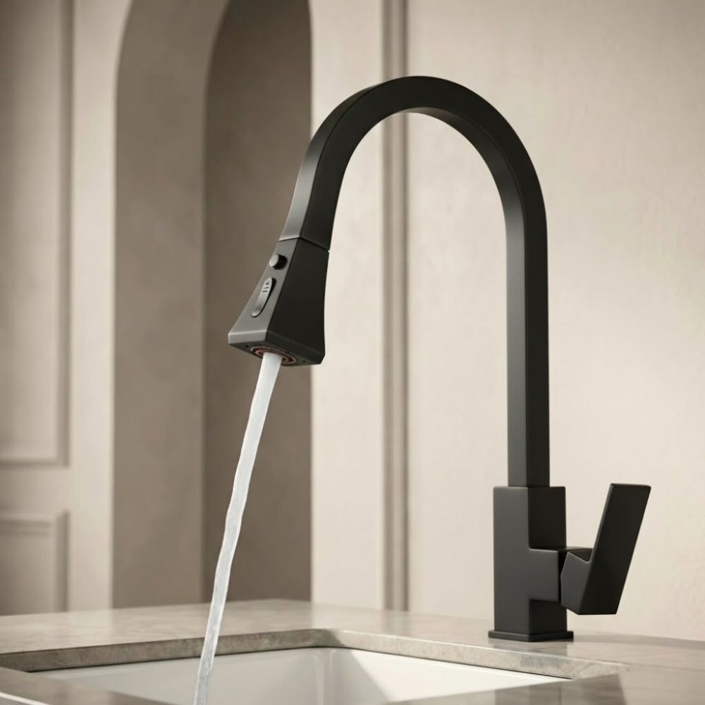 Vector | Modern Kitchen Tap With Pull Down Sprayer And Swivel Spout