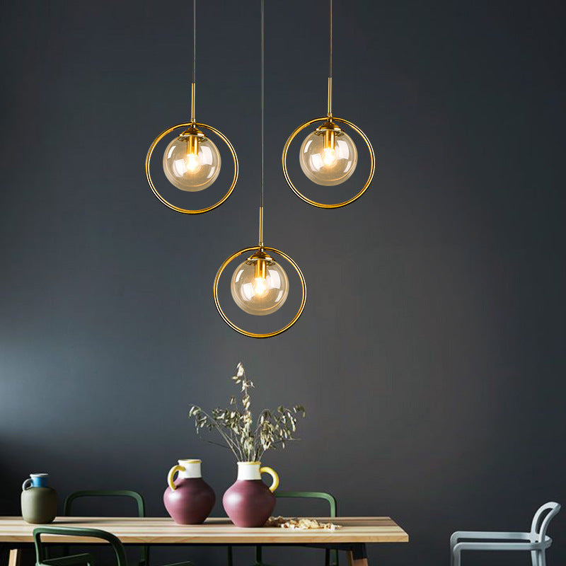 Luvie | Elegant Glass Globe Pendant Light with Stylish Metal Ring
