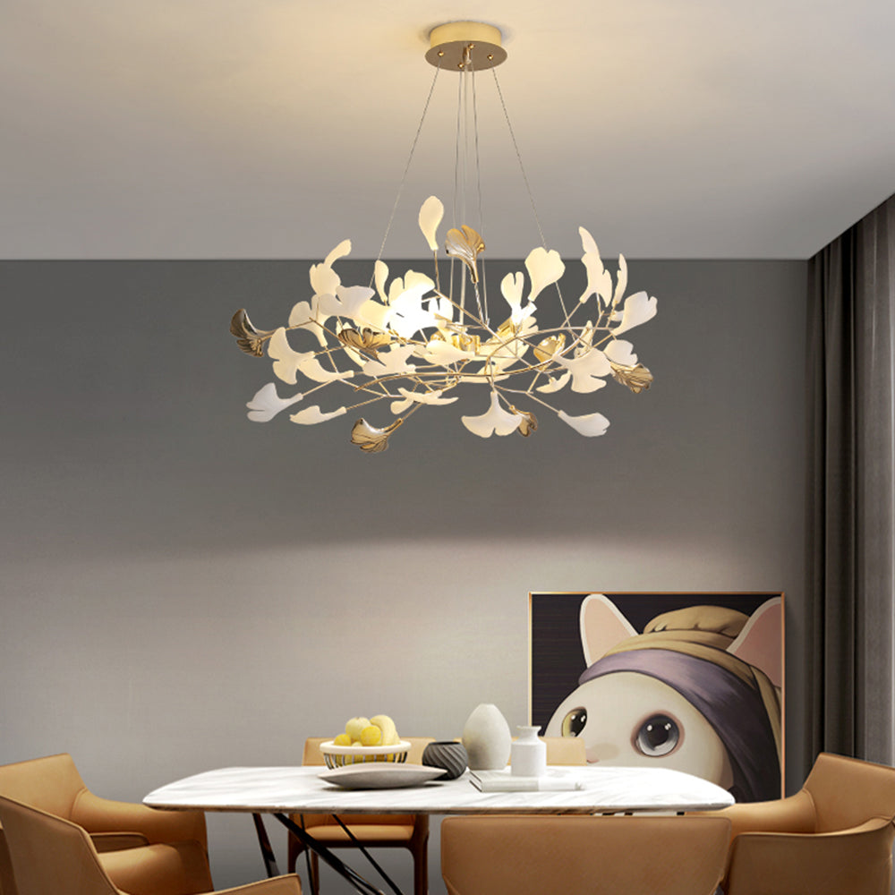 Aelora | Leaf Silhouette Ceramic Petal Modern Chandelier