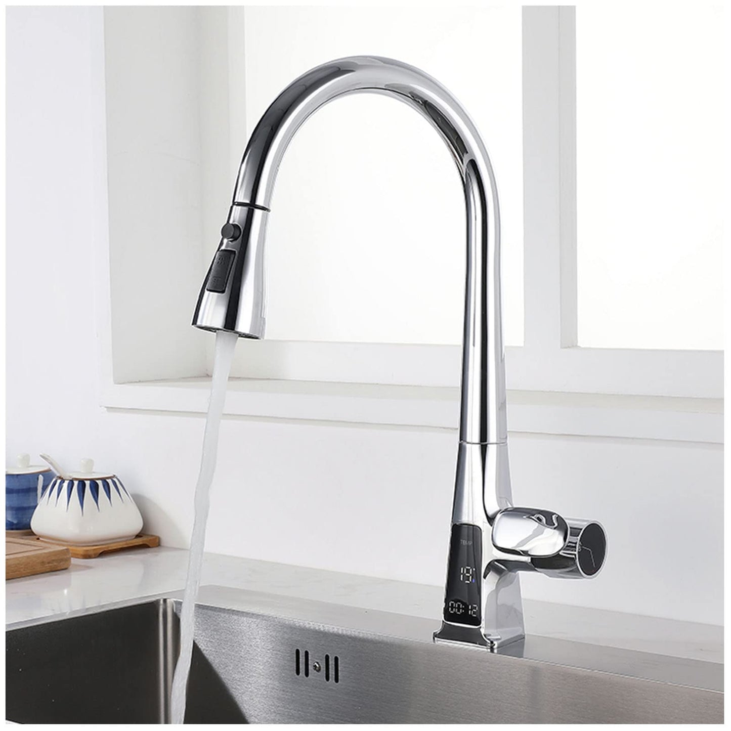 Nordivall | Modern Arched Profile Retractable Spout Kitchen Sink Mixer Tap