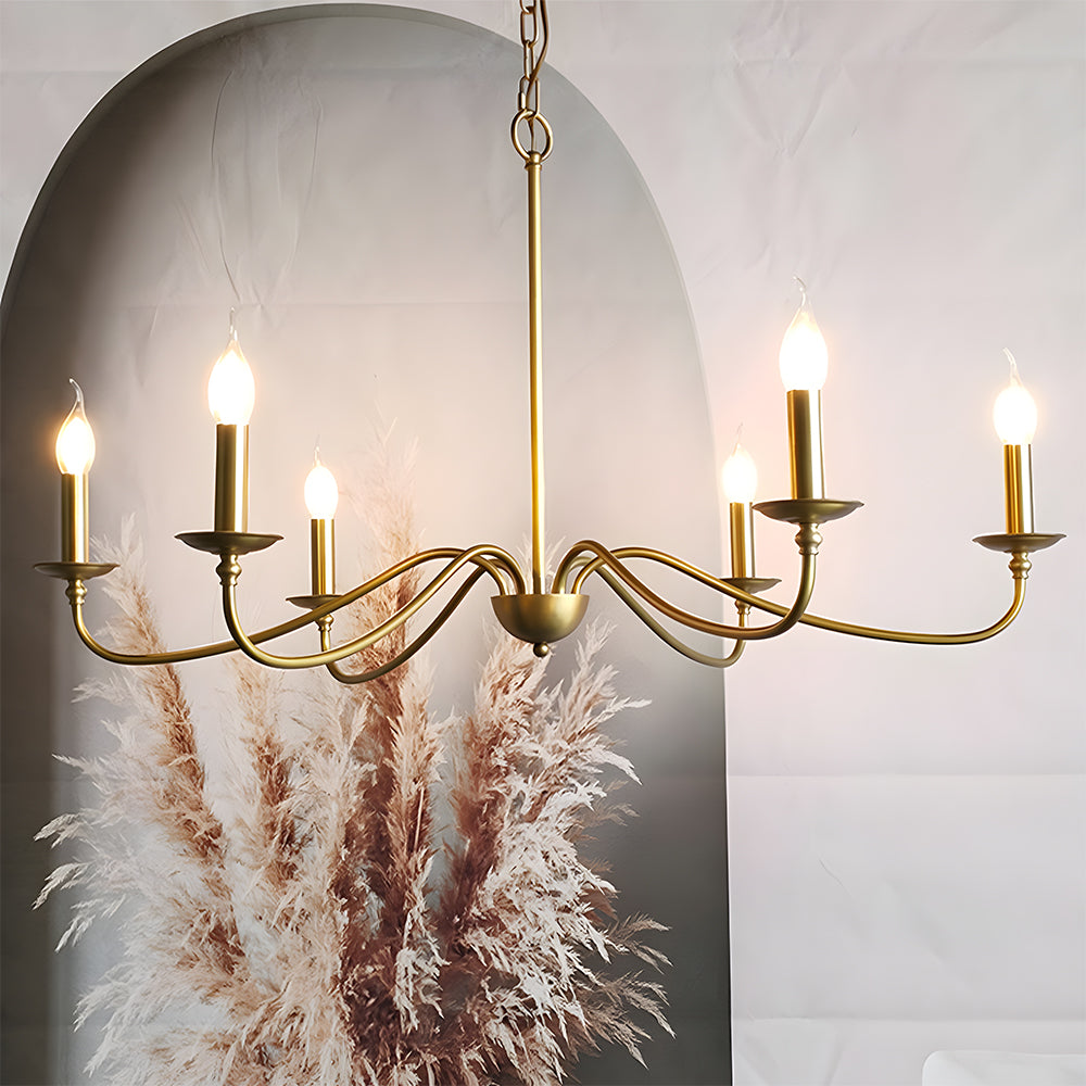 Virona | Contemporary Black Candle Style Curved Arm Chandelier