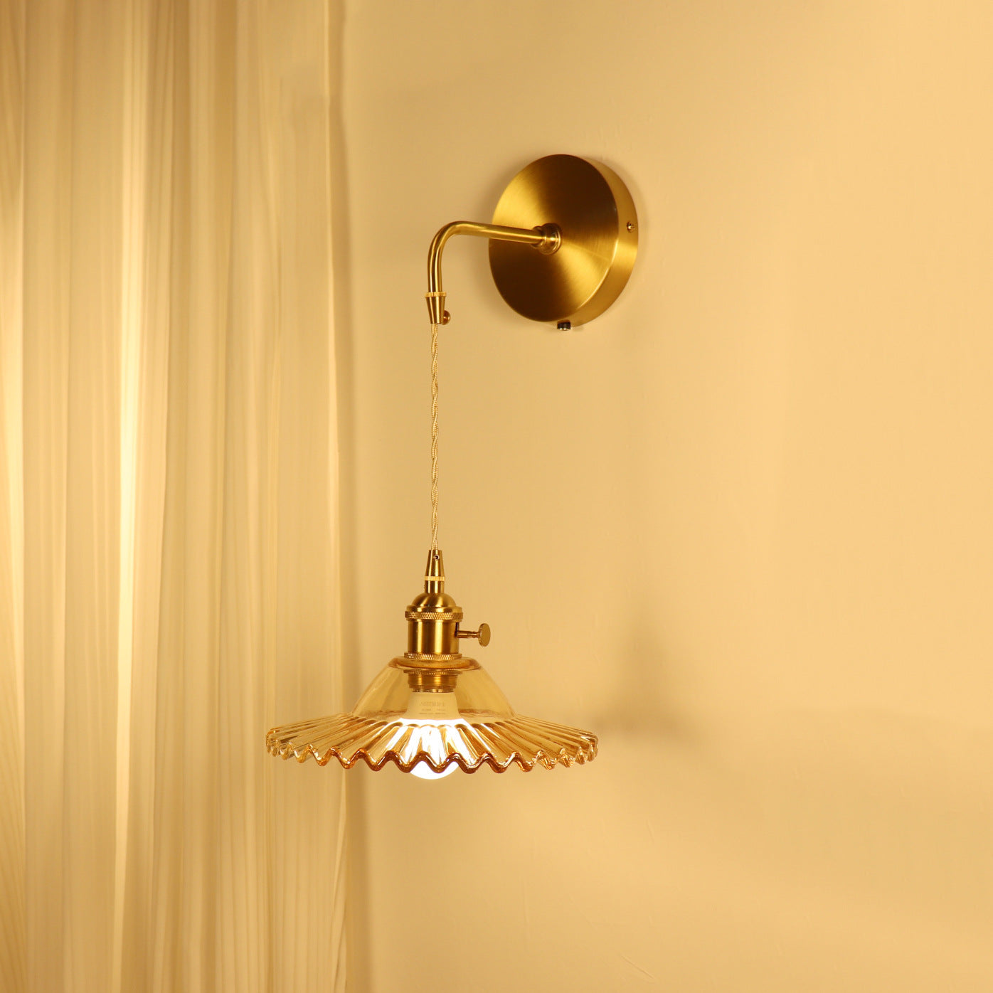 Kelviane | Vintage Art Deco Brass Glass Shade Wall Light