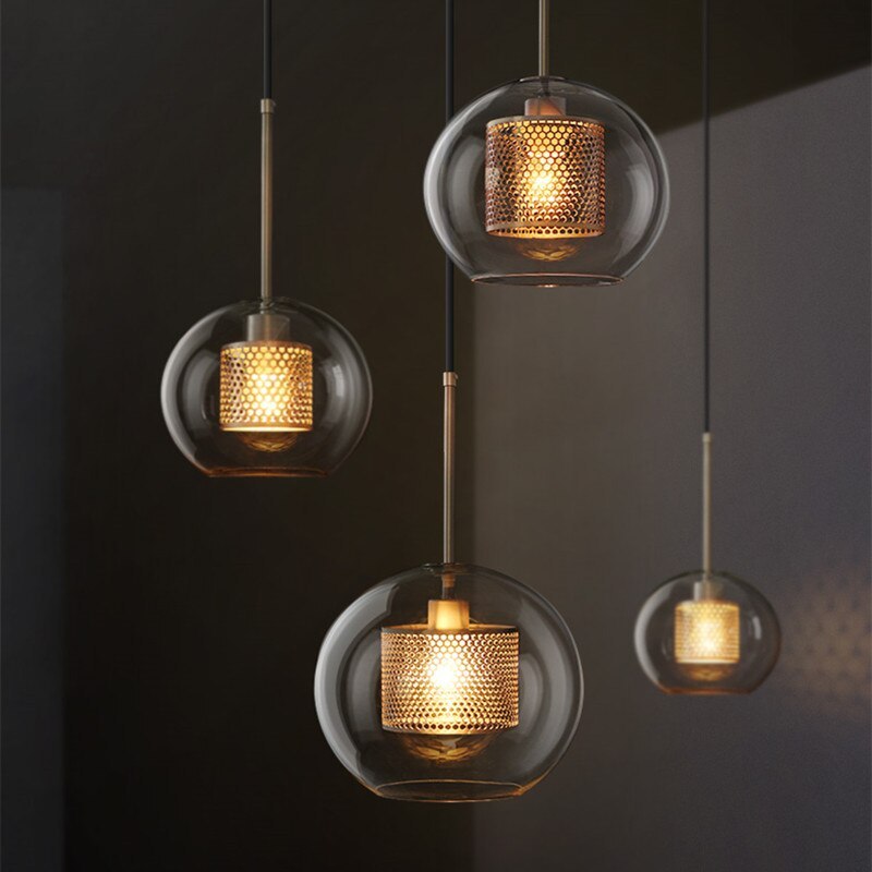 Vaelindor | Sleek Globe Glass Golden Luminaire Pendant Light
