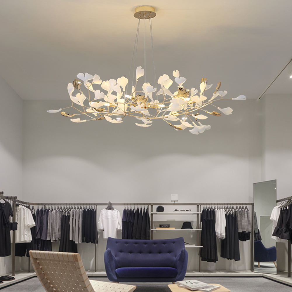 Aelora | Leaf Silhouette Ceramic Petal Modern Chandelier
