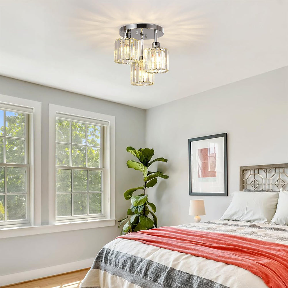 Luminera | Elegant Crystal Glass Semi Flush Ceiling Light