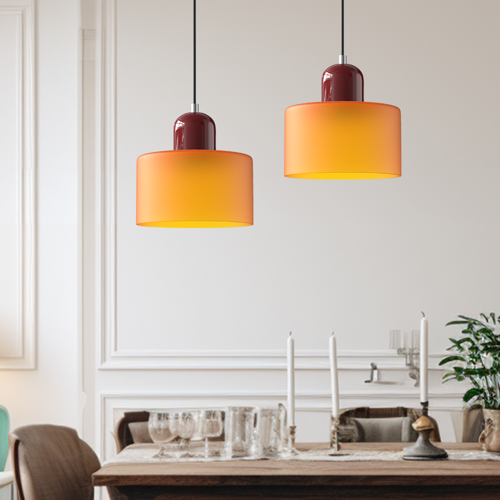 Chroma | Modern Bauhaus Cylinder And Dome Glass Pendant Light