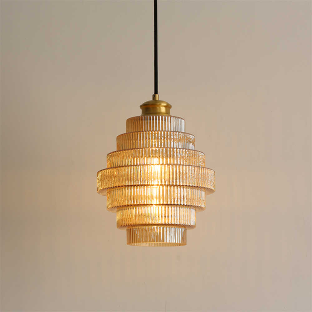 Auris | Antique Layered Ribbed Glass Pendant Light