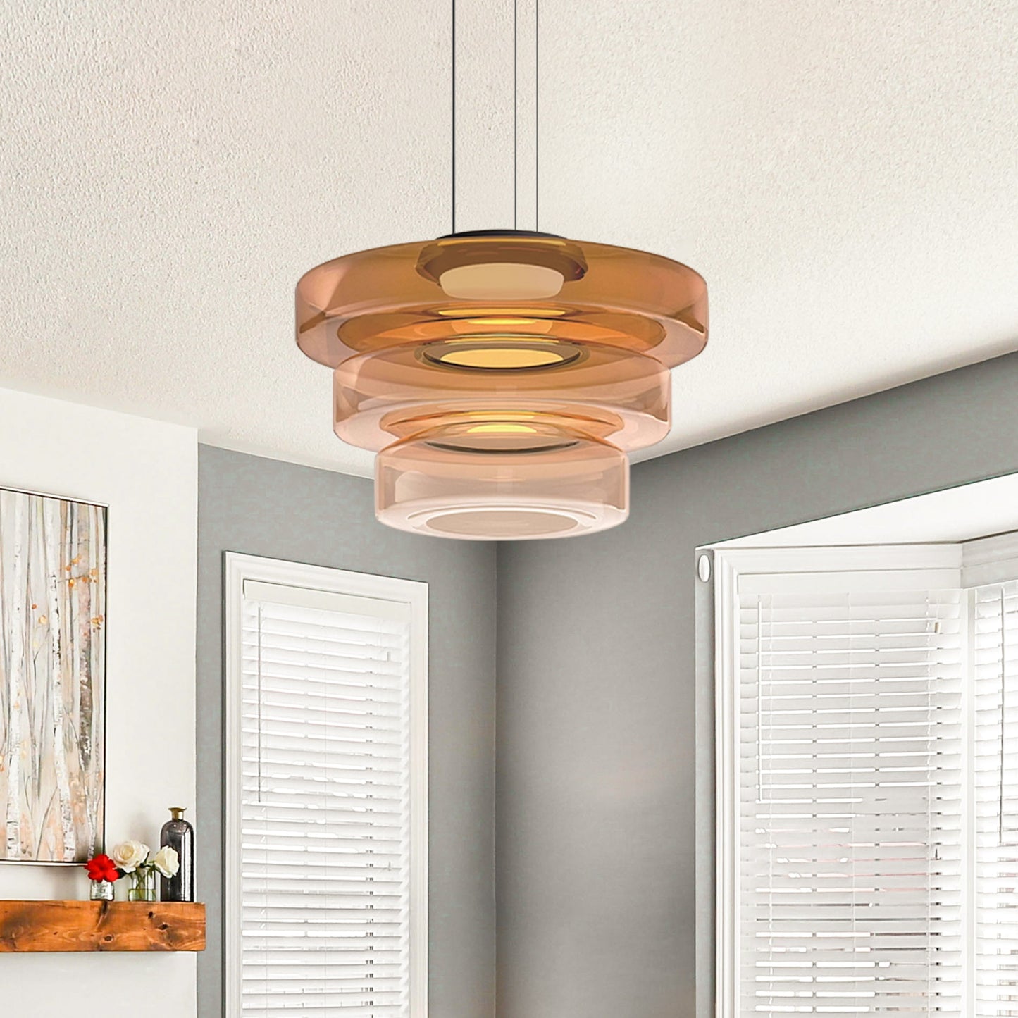 Ambera | Sleek Translucent Tiered Glass Pendant Lamp