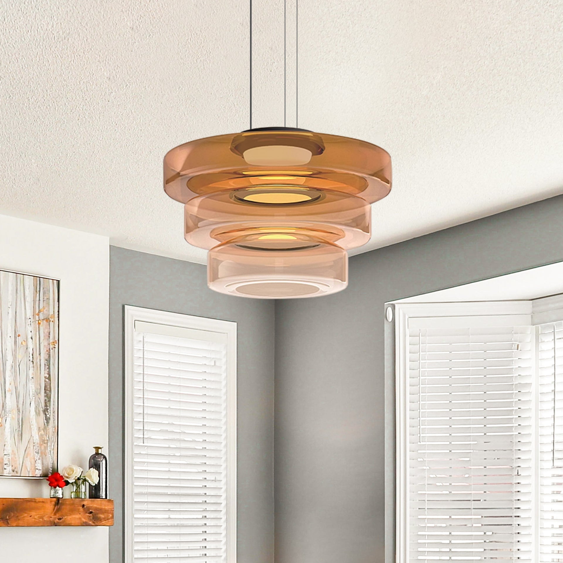 Ambera | Sleek Translucent Tiered Glass Pendant Lamp