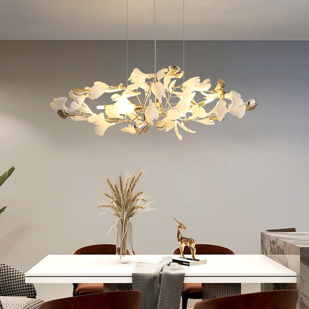 Aelora | Leaf Silhouette Ceramic Petal Modern Chandelier