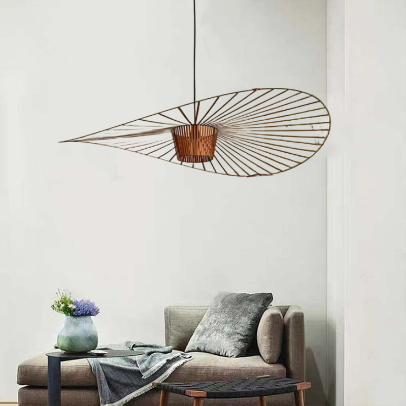 Velnari | Sculptural Wave Metal and Petal Fabric Pendant Light